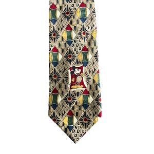 Disney Mickey & Co Atlas Design Silk Tie 4x57 Mickey Mouse Geometric Made Italy